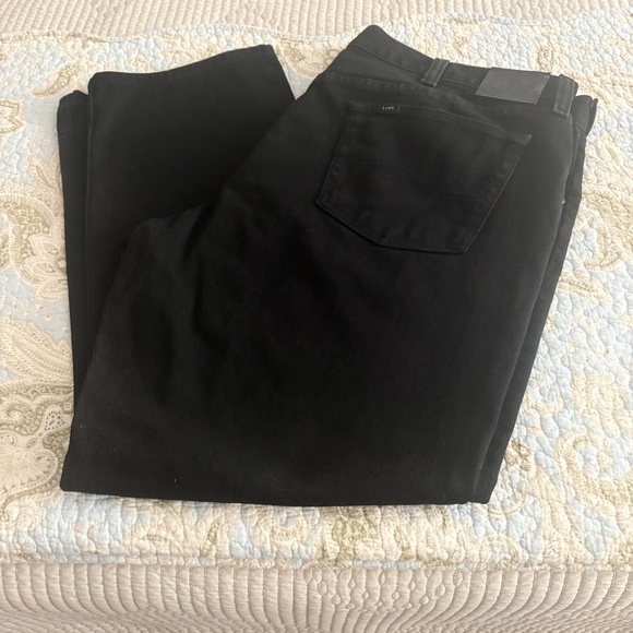 Men's Deep Black 42 X 30 Lee 100% Cotton Regular Fit Straight Leg Denim Jeans - Picture 1 of 5